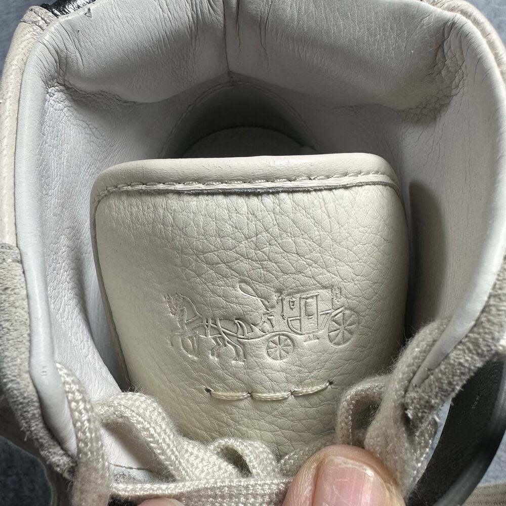 Coach C213 High Top Sneakers White Silver Leather Suede 9.5 - Picture 10 of 14